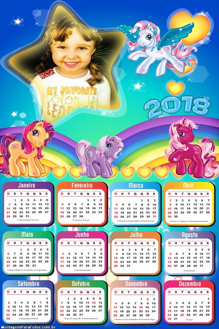 Calendário 2018 Pequenos Ponneys Infantil