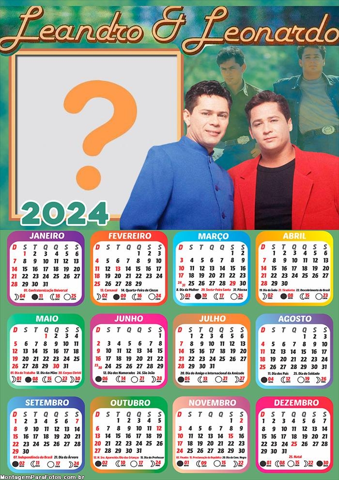 Calendário 2024 Leandro e Leonardo Editar Fotos Montagem