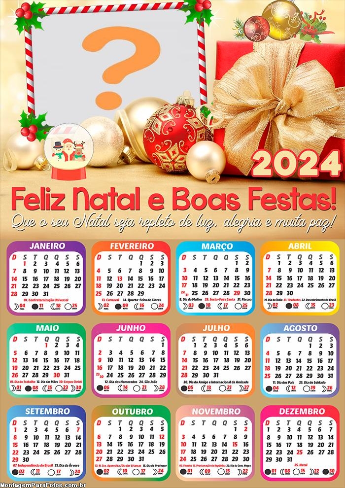 Fazer Foto Montagem Calendário 2024 Natal Repleto de Luz