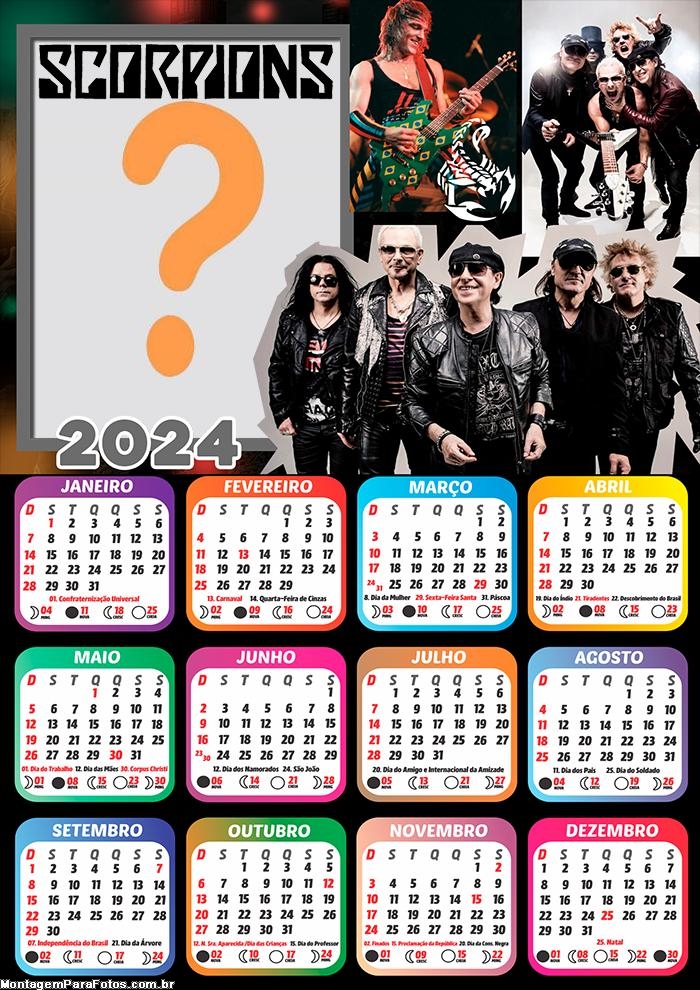 Calendário 2024 Scorpions Foto Colagem