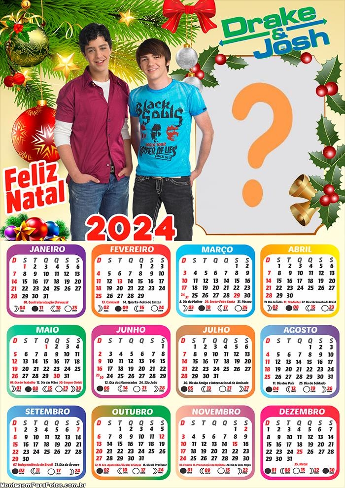 Colar Grátis Online Calendário 2024 Feliz Natal Drake e Josh