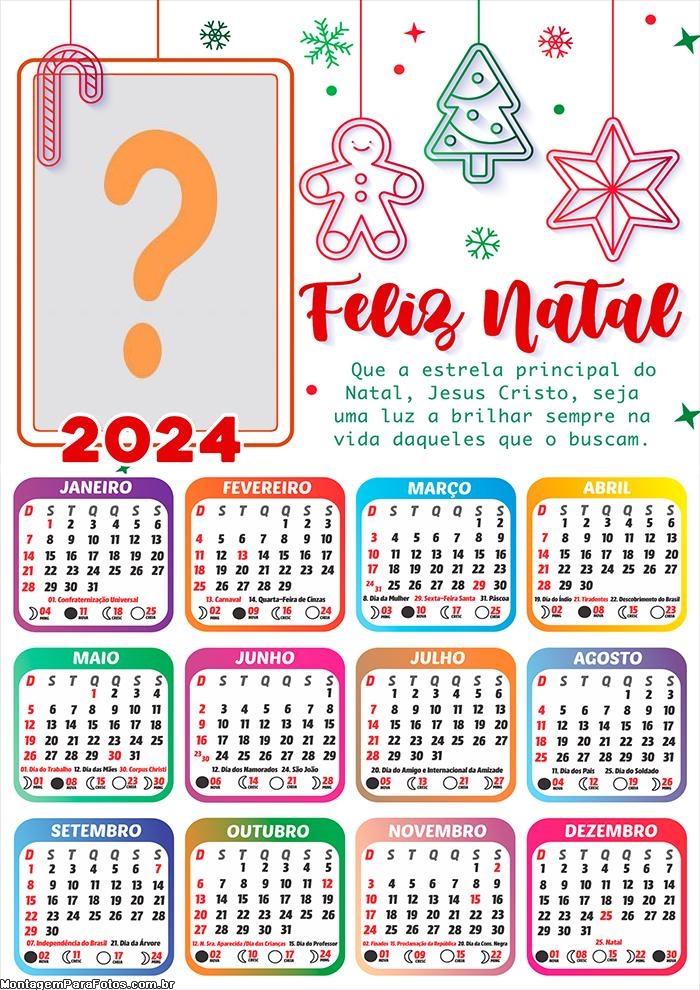 Calendário 2024 Uma luz a brilhar sempre na Vida Foto Mensagem Online