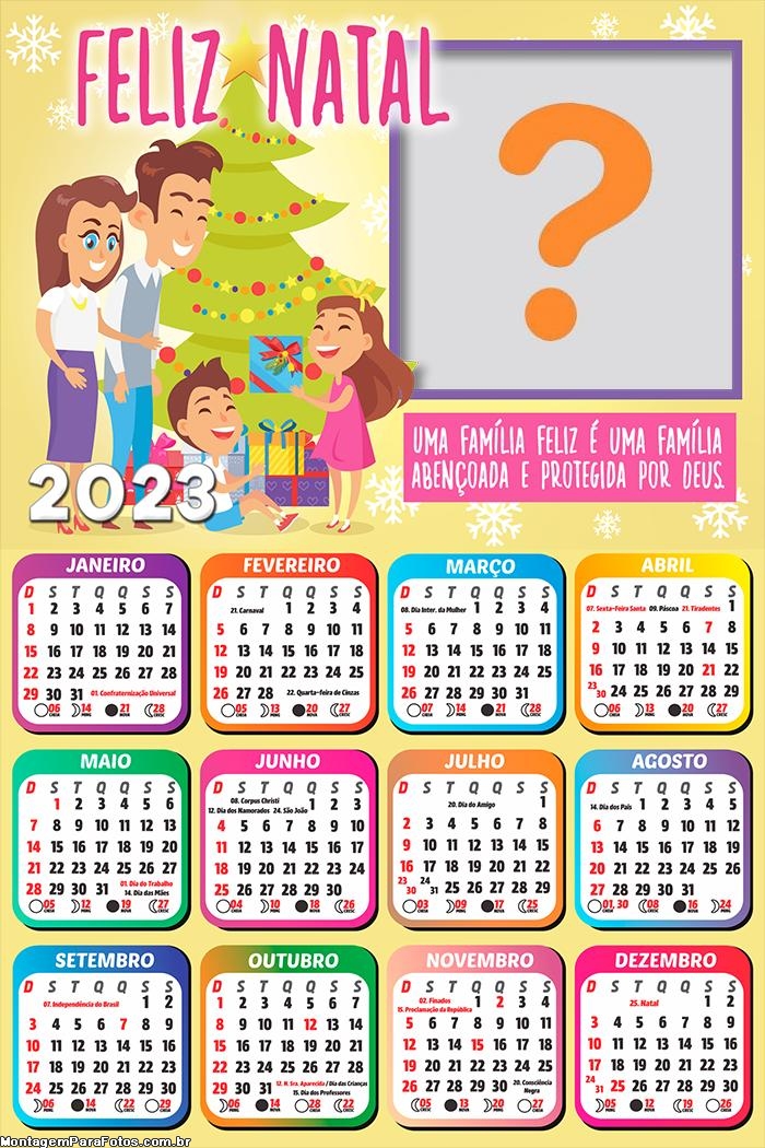 Calendário 2023 Imprimir Família Abençoada Feliz Natal