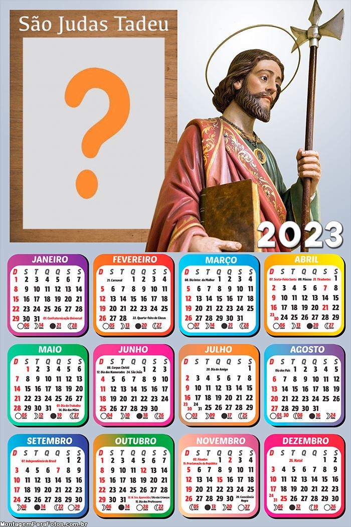 Calendário 2023 São Judas Tadeu Montagem Grátis