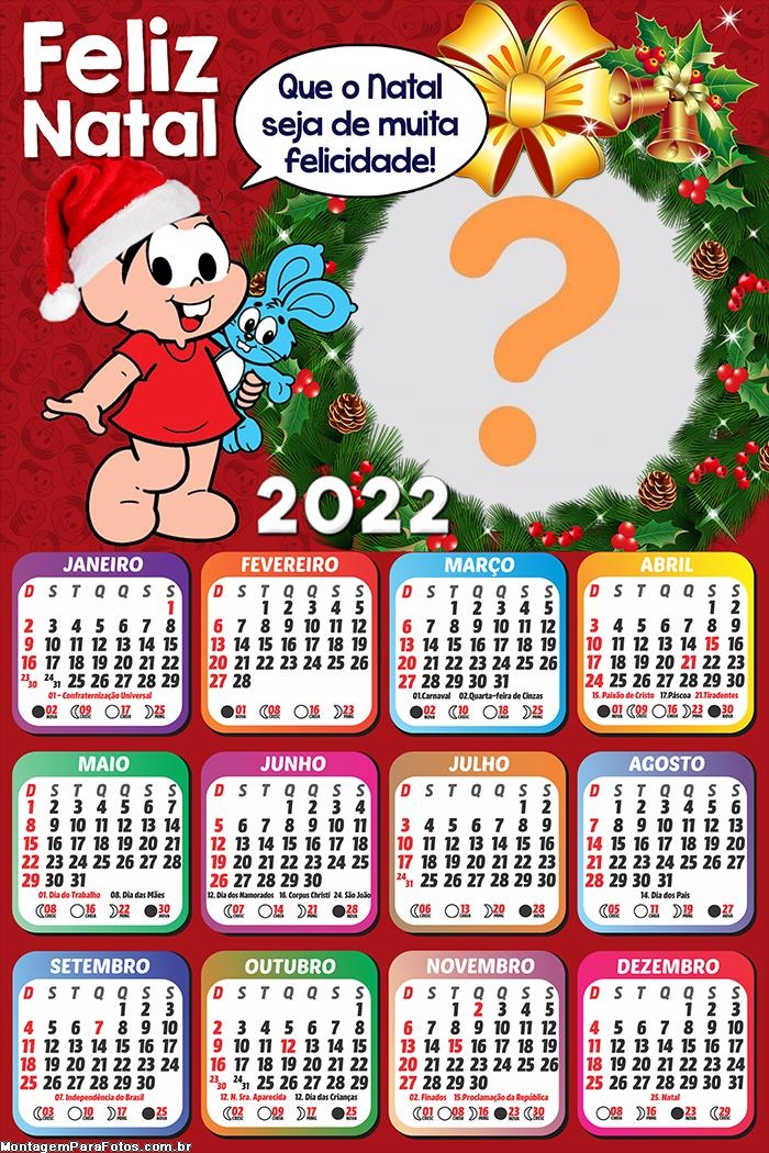 Calendário 2022 Natal Mônica Fazer Foto Grátis