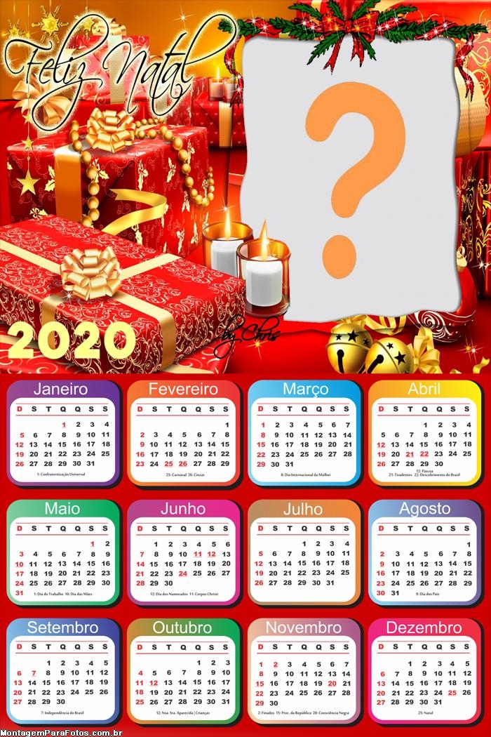 Calendário 2020 Colagem de Foto de Natal