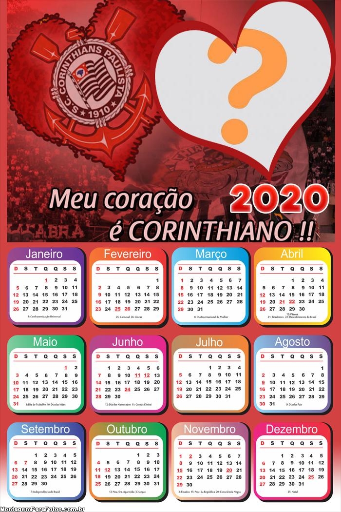 Calendário 2020 Coração Corinthiano Moldura