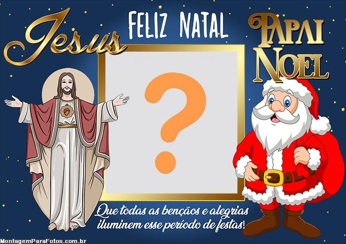 Moldura de Foto Grátis Papai Noel e Jesus Cristo