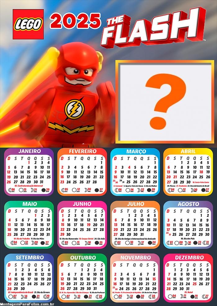 Colagem de Foto Calendário 2025 Lego O Flash