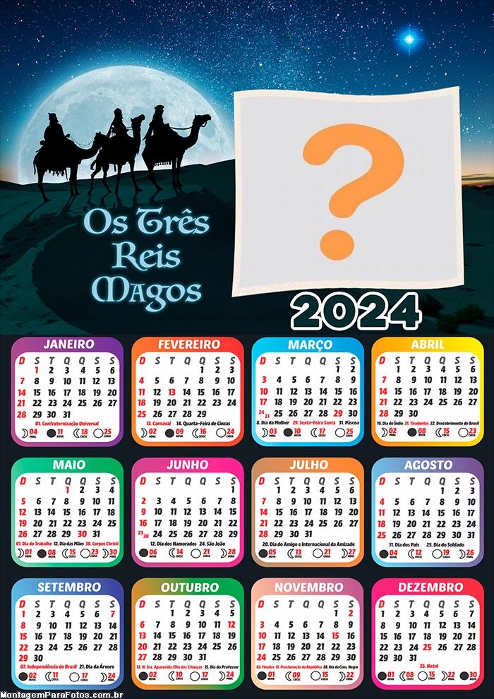 Montar Foto Online Calendário 2024 Os Três Reis Magos