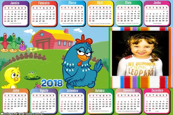 Calendário 2018 Horizontal Galinha Pintadinha