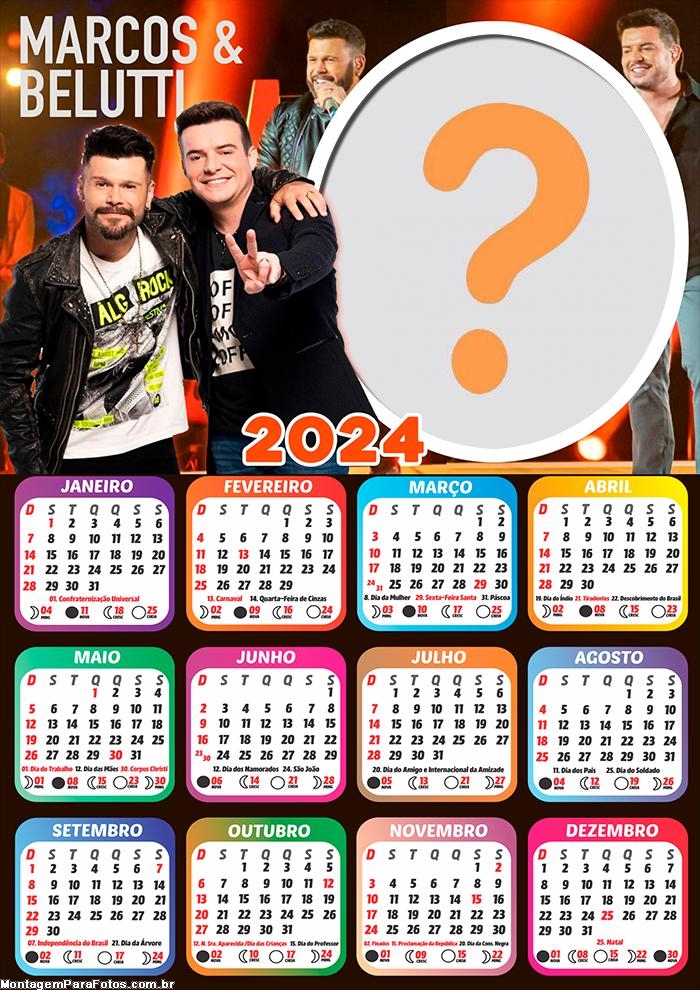 Calendário 2024 Marcos e Belutti Montagem de Foto Online