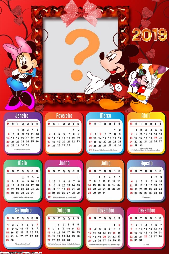 Calendário 2019 Mickey Apaixonado