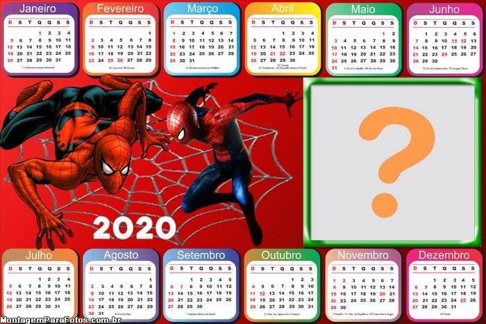 Calendário 2020 Homem Aranha Horizontal