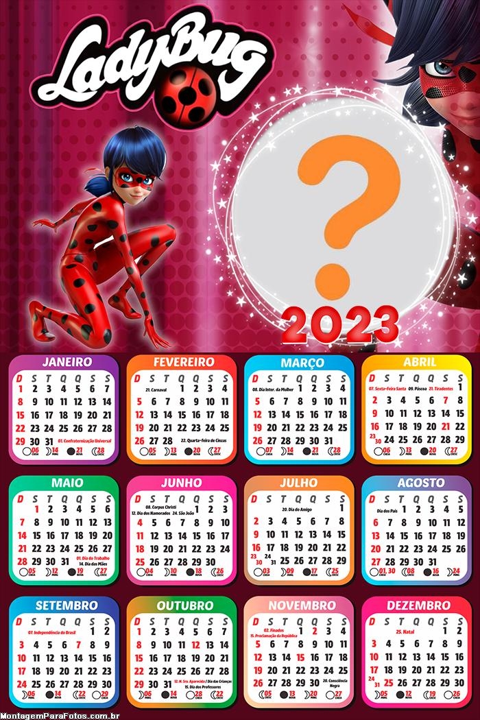 Montagem de Foto Calendário 2023 LadyBug