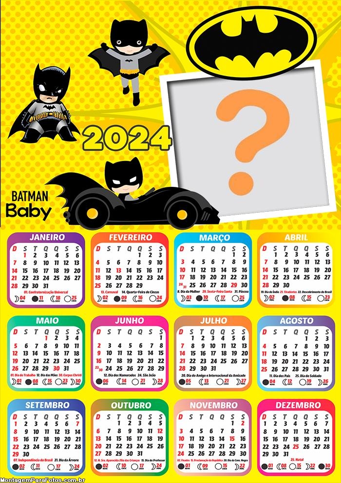 Calendário 2024 Batman Baby Criar Online Foto Moldura