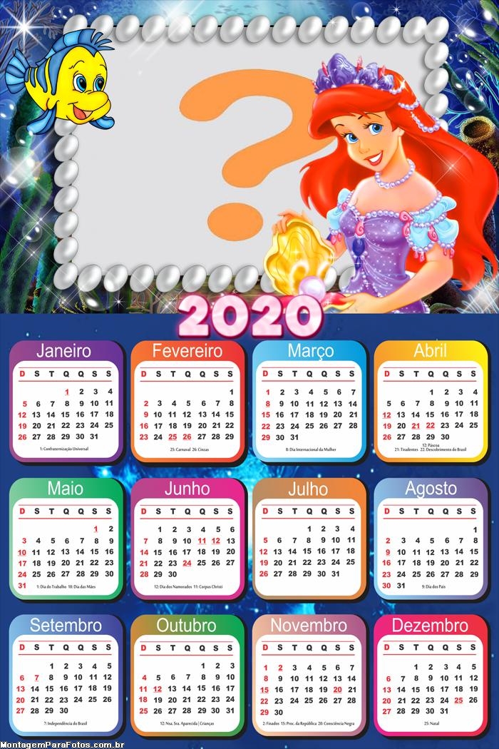 Calendário 2020 Ariel Moldura Infantil
