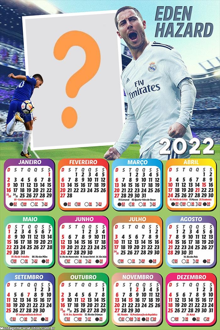 Calendário 2022 Real Madrid Moldura Online