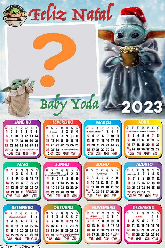 Calendário 2023 Feliz Natal Baby Yoda Monta Foto