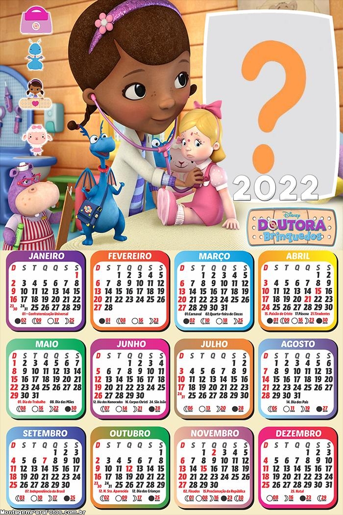 Calendário 2022 com Foto Doutora Brinquedos