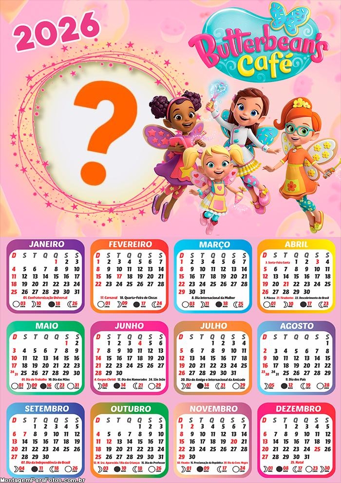 Calendário 2026 Butterbeans Café Criar Montagem