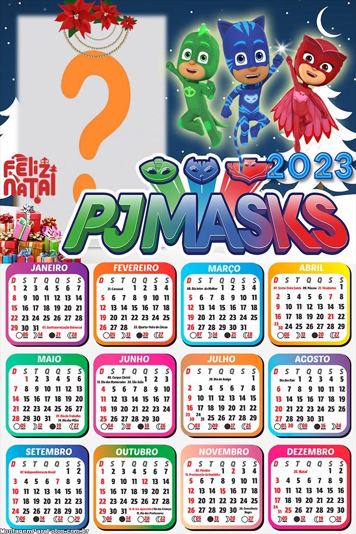 Calendário 2023 Feliz Natal PJ Masks Criar Online