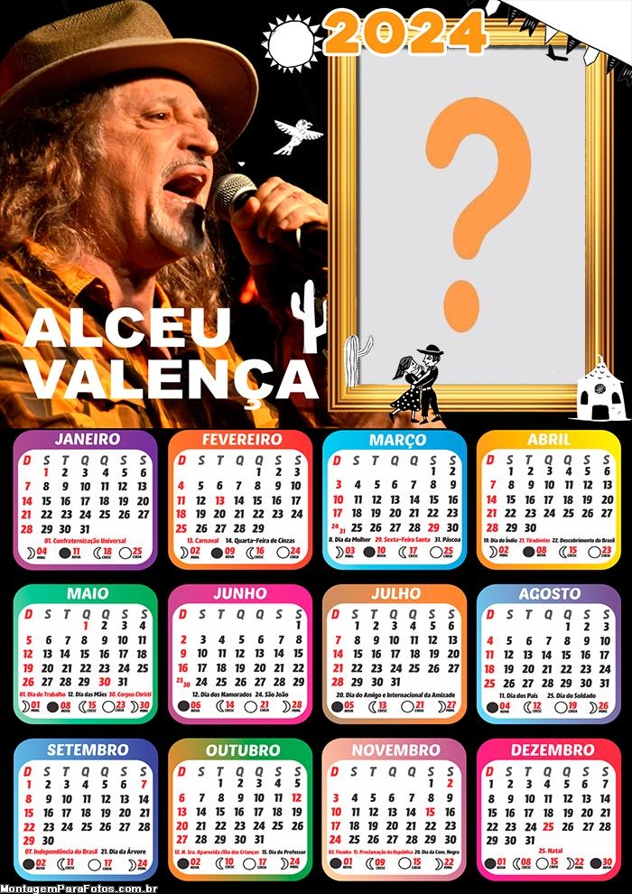 Calendário 2024 Alceu Valença Editar Grátis