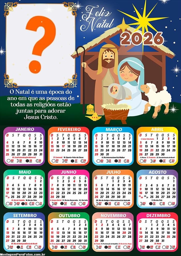 Calendário 2026 Os Três Reis Magos Emoldurar Foto Online