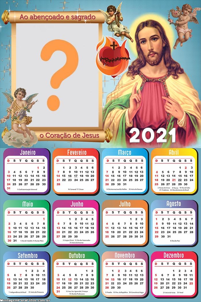 Calendário 2021 Religioso Sagrado Coração de Jesus