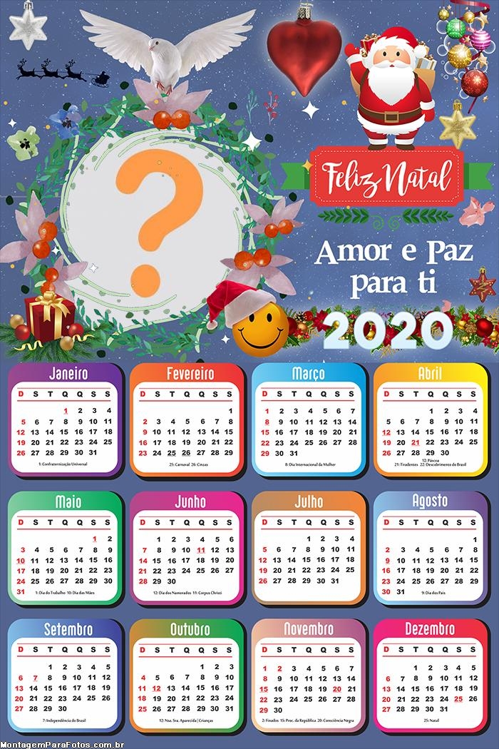 Calendário 2020 Amor e Paz para Você