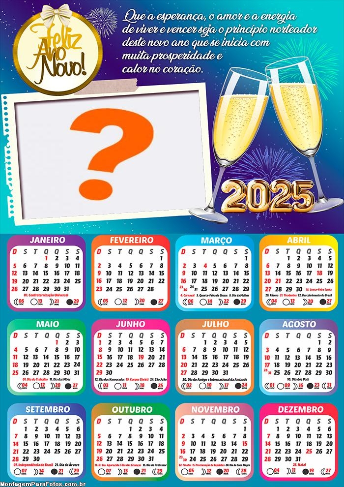 Foto Calendário 2025 de Novo Ano que se Inicia