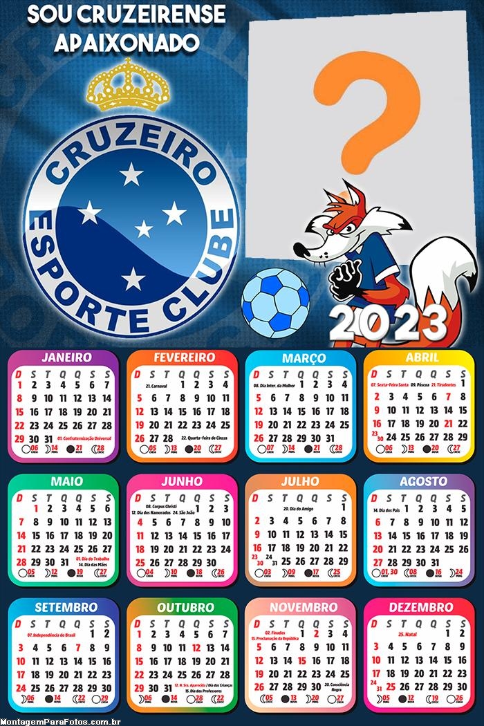Calendário 2023 Cruzeiro Colagem de Foto Online