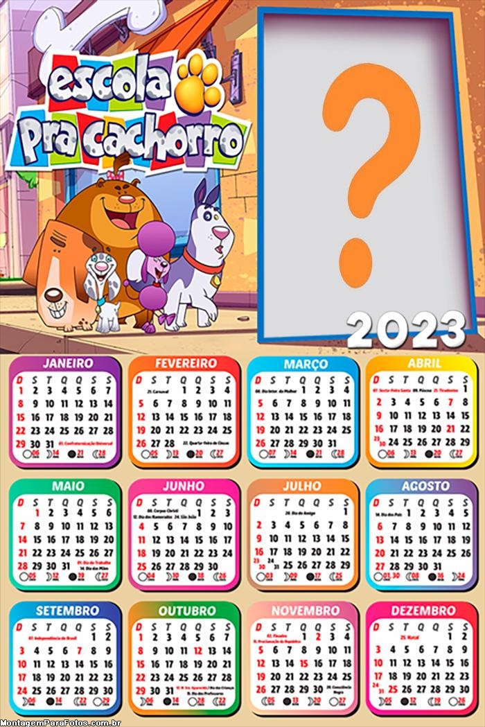 Calendário 2023 Escola pra Cachorro Criar Online