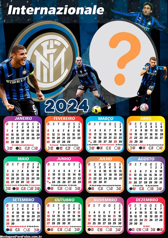 Calendário 2024 Internazionale Inter de Milão Colagem Foto