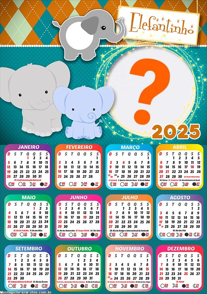 Calendário 2025 Damares Montagem Grátis Online