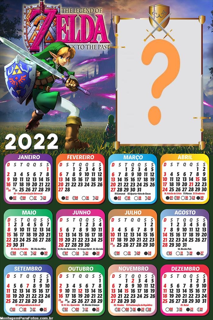 Calendário 2022 Zelda Montagem Grátis