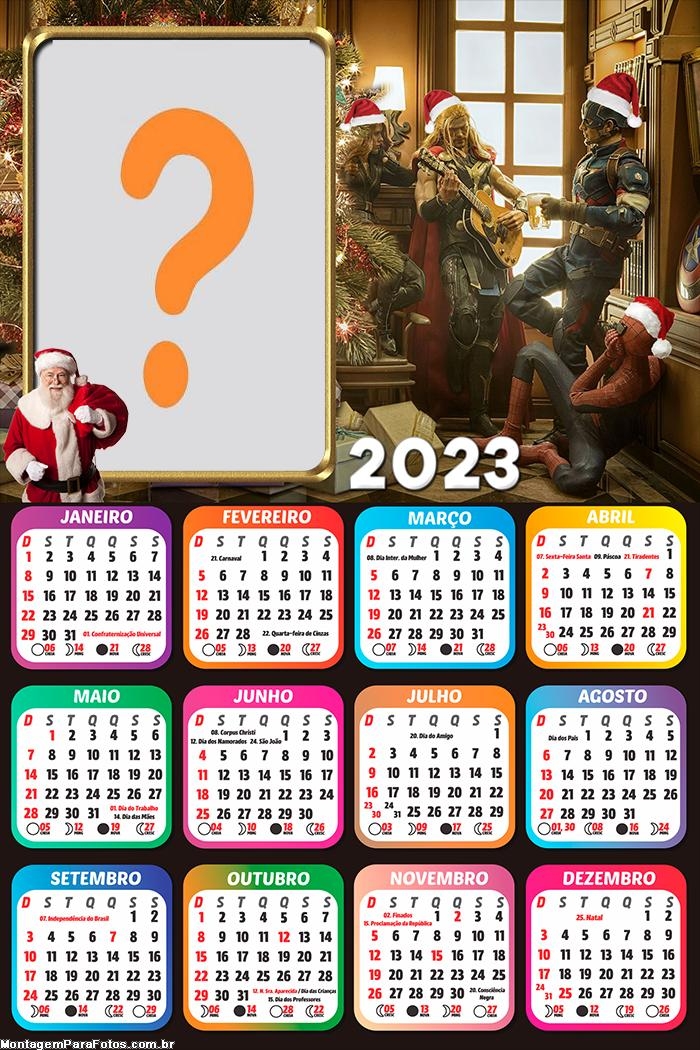 Calendário 2023 Papai Noel Marvel Fazer Montagem