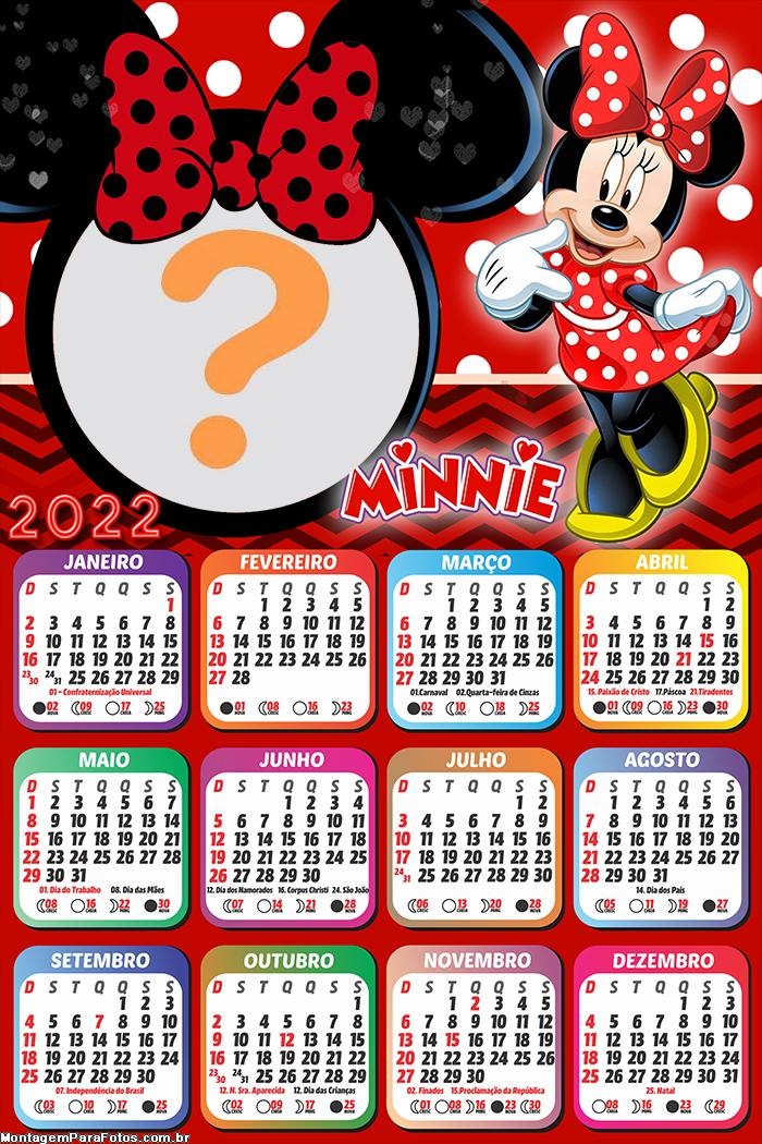 Calendário 2022 Minnie Vestido Vermelho Online