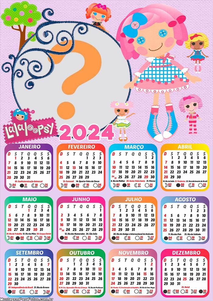 Calendário 2024 Lalaloopsy Criar Online Foto Moldura