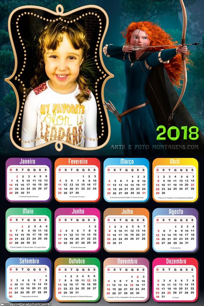 Calendário 2018 Valente Merida