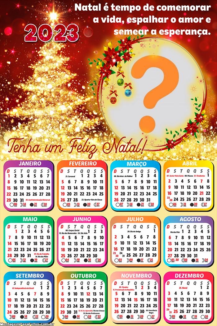Calendário 2023 Tenha um Feliz Natal Montagem Online | Colagem de Foto Calendário 2023 Tenha um Feliz Natal Montagem Online | Colagem de Foto
