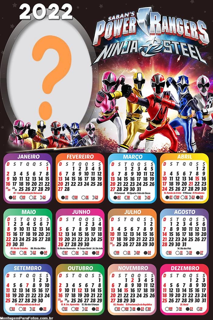 Calendário 2022 Power Rangers Ninja Steel Online