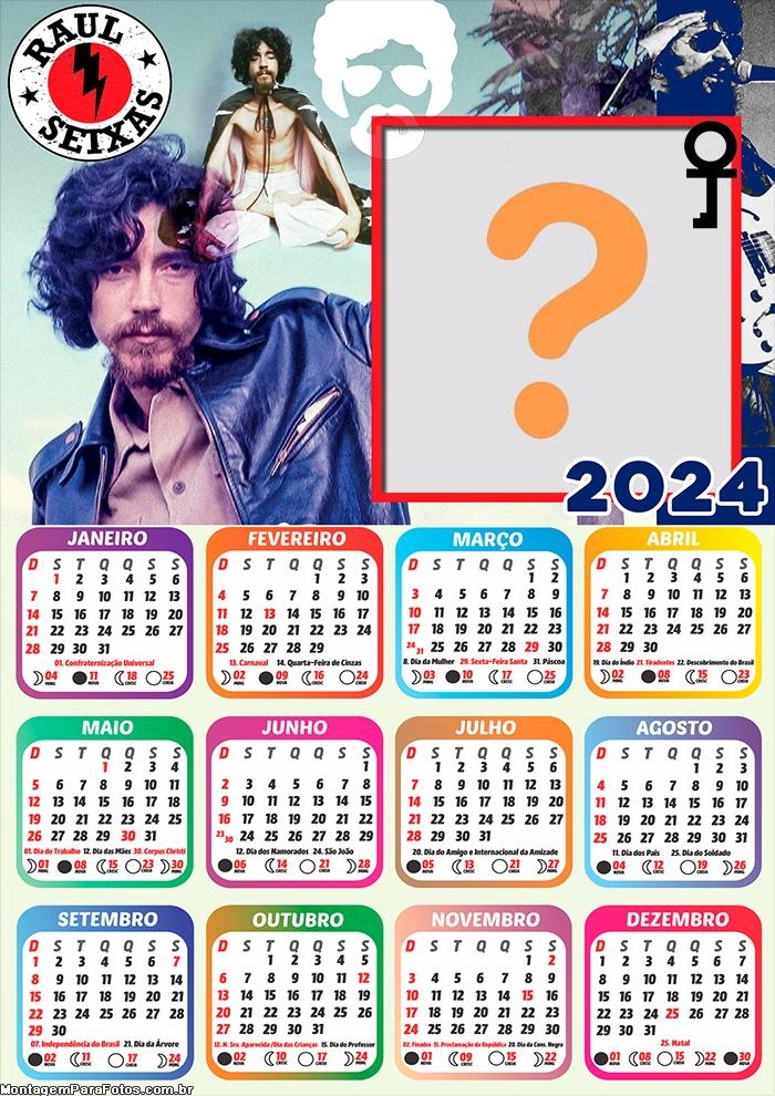 Calendário 2024 Raul Seixas Colagem Moldura Online