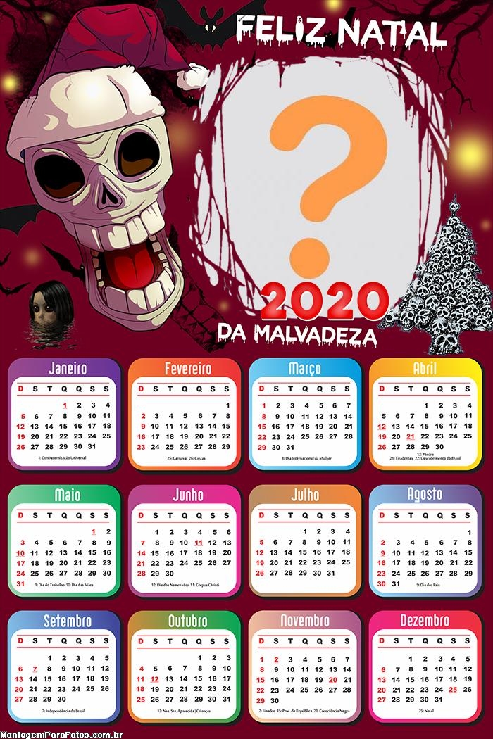 Calendário 2020 Papai Noel Assustador