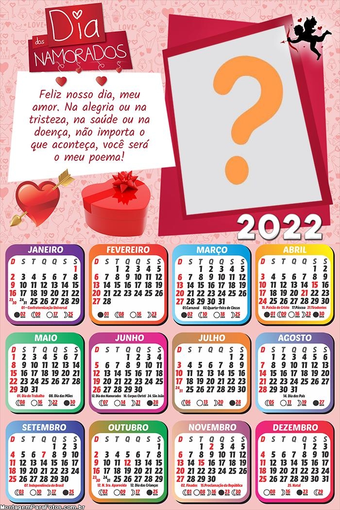 Calendário 2022 Nosso Dia Meu Amor Foto Moldura Online