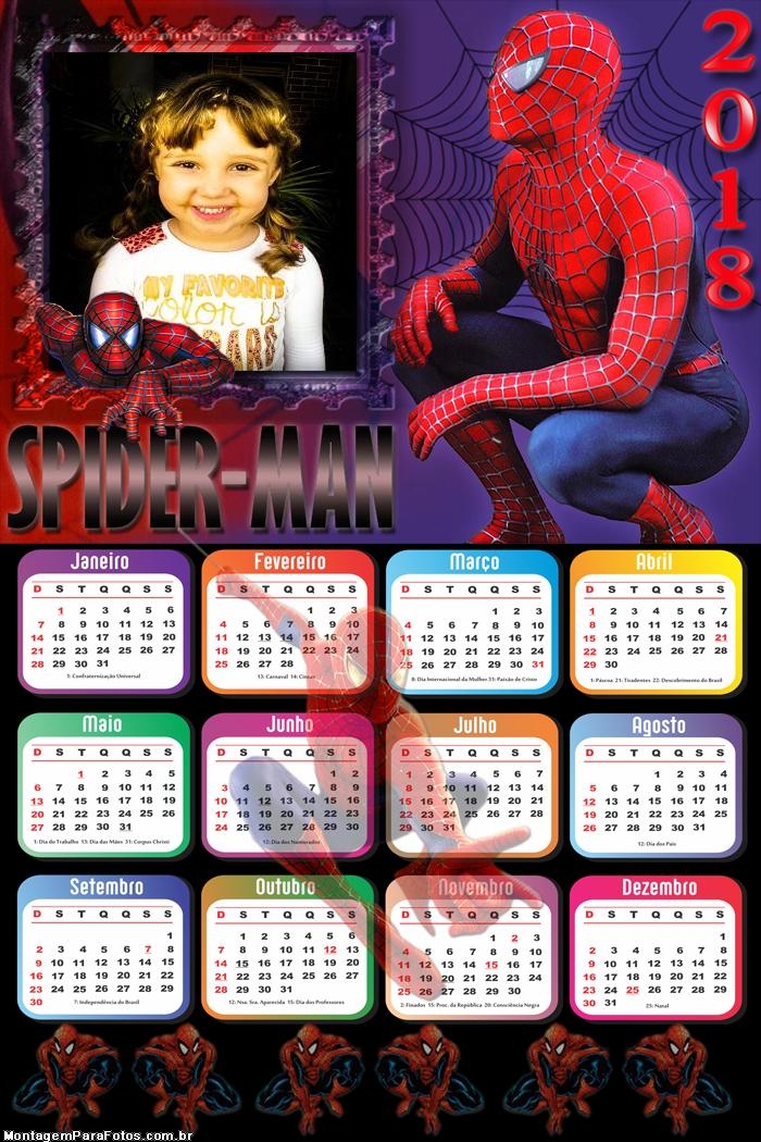 Calendário 2018 Spider Man