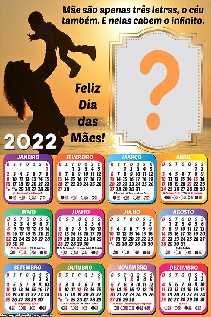 Calendário 2022 Mãe Três Letras Foto Montagem