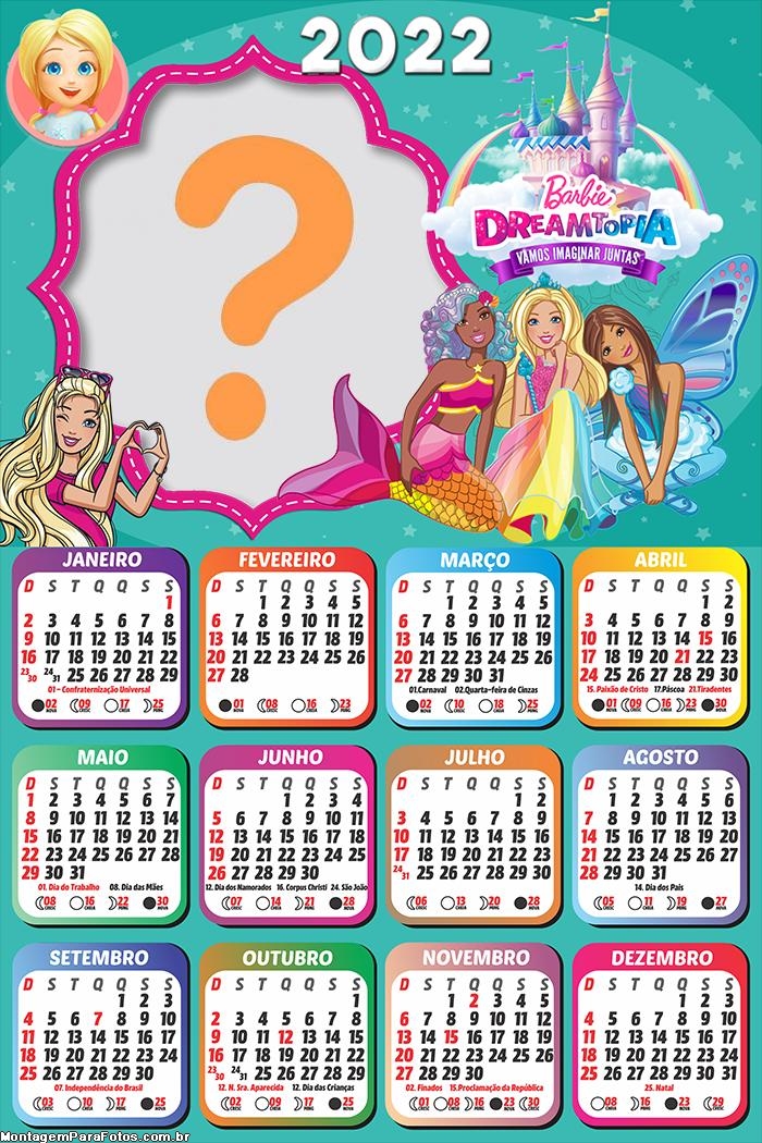 Calendário 2022 Barbie Dreamtopia Colar Imagem