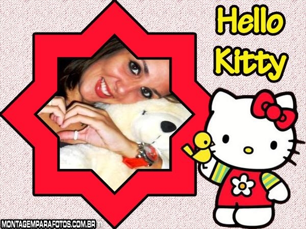 Moldura Hello Kitty e Passarinho