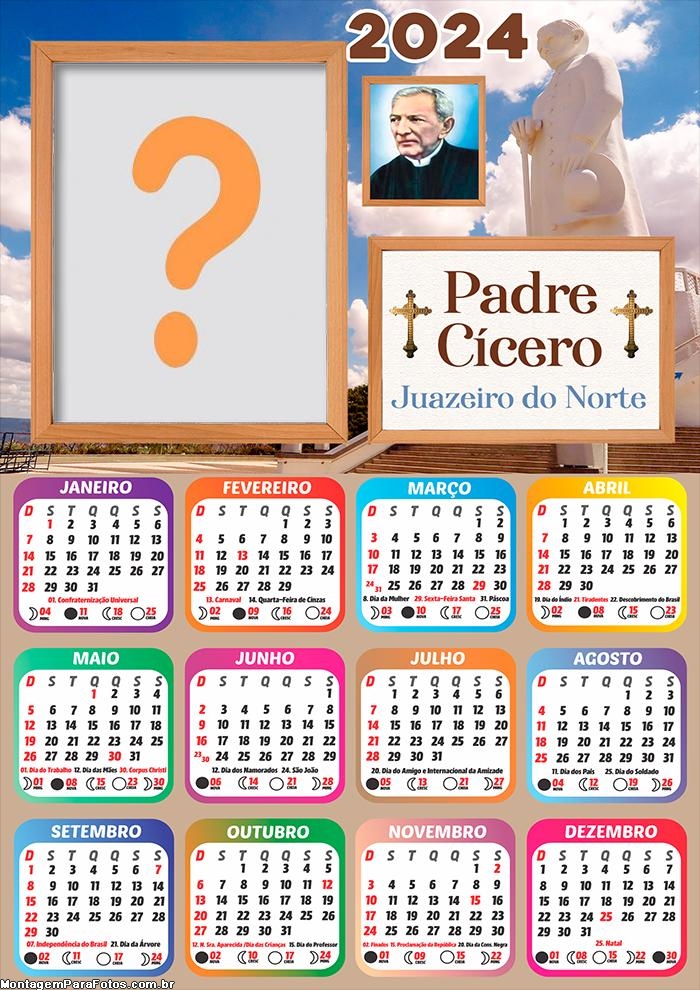 Montar Online Calendário 2024 Padre Cícero Juazeiro do Norte